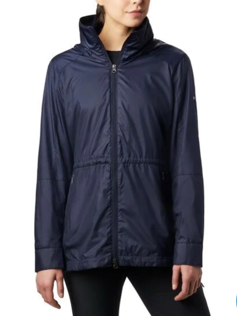 Columbia Women's Sustina Springs Long Lined Windbreaker Large Blue Lightweight